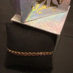 Rustic Cuff Gold Bracelet w/ Amethyst Color Stones